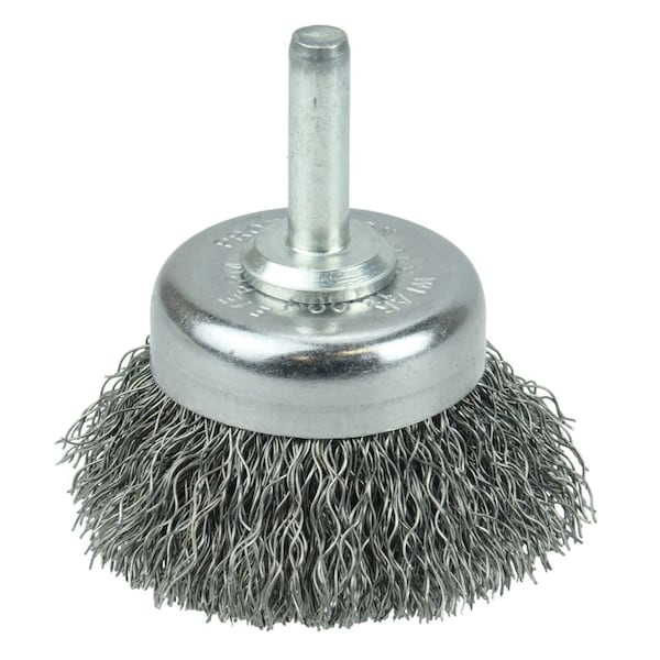 Weiler 1 3/4" Crimped Wire Utility Cup Brush .0118" Steel Fill, 1/4" Stem - 14301
