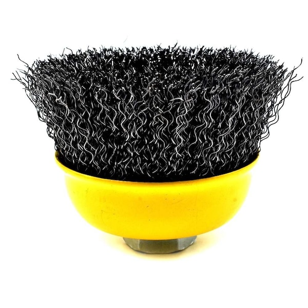 Superior Steel 3" Wire Cup Brush, 5/8-11 Thread - Crimped Wire 12500 RPM - S1823