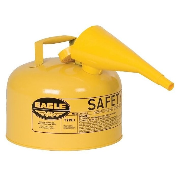 Eagle Mfg Safety Can, 24-Gauge Galvanized Steel, 2.5 gal, Yellow - UI25FSY