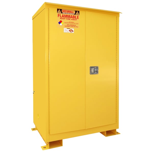 Securall Weatherproof Flammable Storage, 90 gal, 2 Shelves, Galvannealed Steel, 43 in W x 69 in H x 31 in D - A190WP1