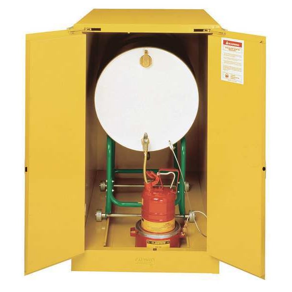 Justrite Flammables Safety Cabinet, 55 gal, 0 Shelves, Steel, 30 in W x 50 in H x 48 in D, Yellow - 899320