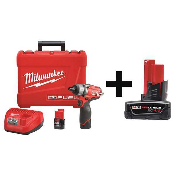 Milwaukee Tool Cordless Screwdriver Kit, 1/4in. Hex - 2402-22, 48-11-2440
