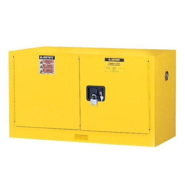 Justrite 17 gal, 1 Shelves, 18-Gauge Steel, 43 in W x 24 in H x 18 in D, Yellow - 8917008