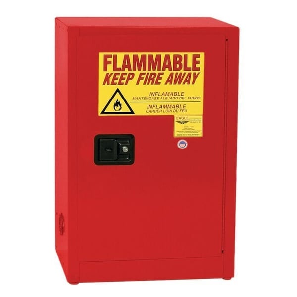 Eagle Mfg Flammables Safety Cabinet, 12 gal, 1 Shelves, Steel, 23 1/4 in W x 35 in H x 18 in D, Red - 1925XRED