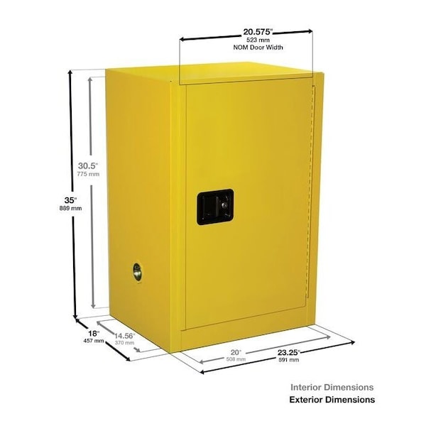 Eagle Mfg Flammables Safety Cabinet, 12 gal, 1 Shelves, Steel, 23 1/4 in W x 35 in H x 18 in D, Red - 1925XRED