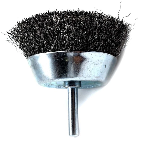 Superior Steel 3" Wire Cup Brush 1/4" Shank - Coarse Crimped Wire 4500 RPM - S1843