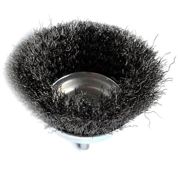 Superior Steel 3" Wire Cup Brush 1/4" Shank - Coarse Crimped Wire 4500 RPM - S1843