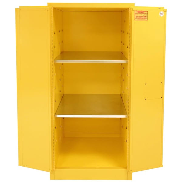 Securall 60 Gallon Flammable Storage Cabinet, Self-Latch Standard 2-Door, Yellow - A160