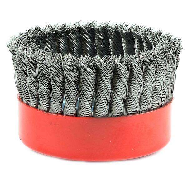 Forney Cup Brush, Knotted, 6 in x .020 in x 5/8 in-11 Arbor - 72756