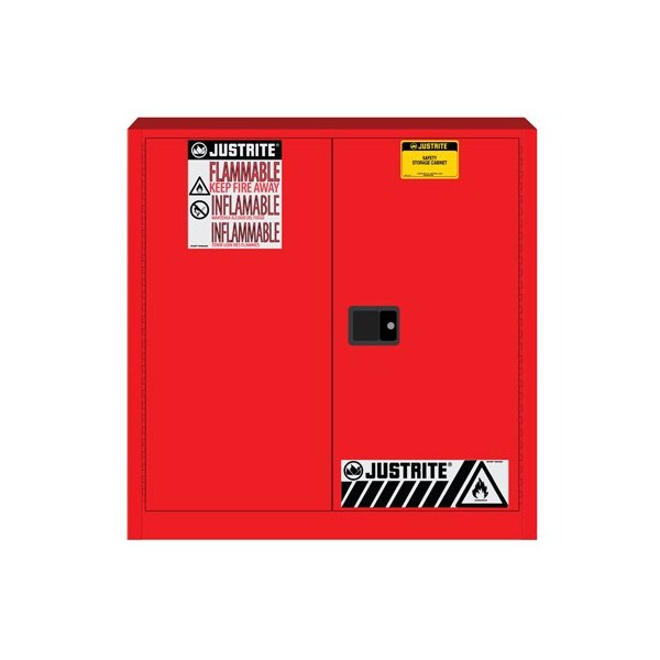 Justrite 30 gal, 1 Shelves, 18-Gauge Steel, 36 in W x 35 in H x 24 in D, Red - JT893301