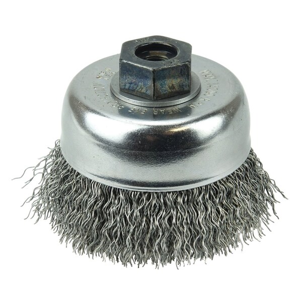 Weiler 3" Crimped Wire Cup Brush .014" Steel Fill M10x1.25 Nut - 13240
