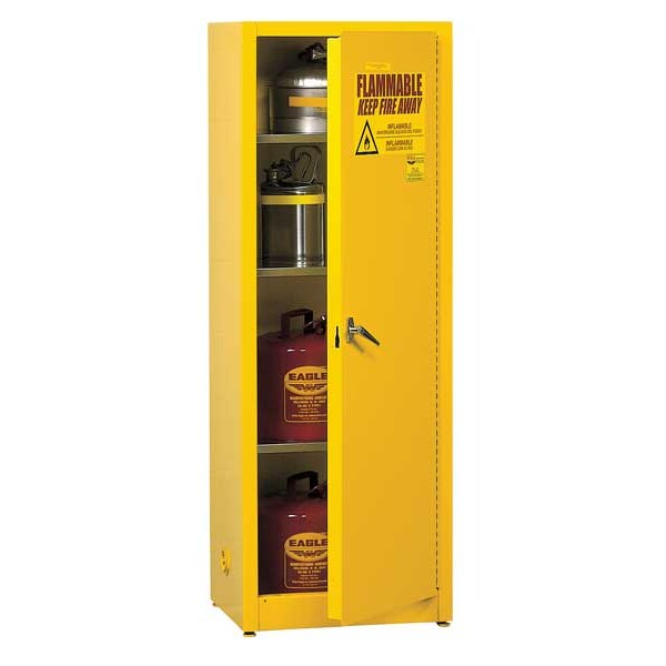 Eagle Mfg Flammables Safety Cabinet, 48 gal, 3 Shelves, Steel, 23 in W x 65 in H x 34 in D, Yellow - 4610X