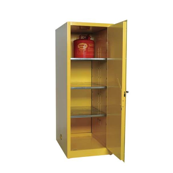 Eagle Mfg Flammables Safety Cabinet, 48 gal, 3 Shelves, Steel, 23 in W x 65 in H x 34 in D, Yellow - 1946X