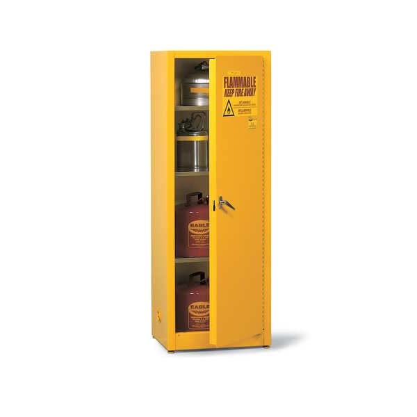 Eagle Mfg Flammables Safety Cabinet, 48 gal, 3 Shelves, Steel, 23 in W x 65 in H x 34 in D, Yellow - 1946X