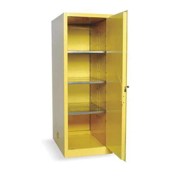 Eagle Mfg Flammables Safety Cabinet, 48 gal, 3 Shelves, Steel, 23 in W x 65 in H x 34 in D, Yellow - 1946X