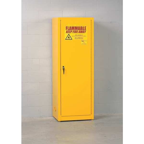 Eagle Mfg Flammables Safety Cabinet, 48 gal, 3 Shelves, Steel, 23 in W x 65 in H x 34 in D, Yellow - 1946X