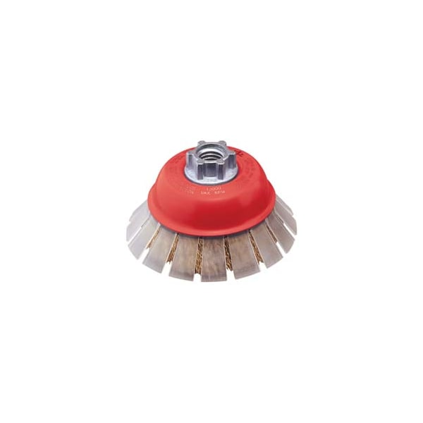 Jaz 3"CrimpedWireCupBrush, w/ProtectiveGuard, .012"Steel, 5/8"-11&M14x2.0 - 73900