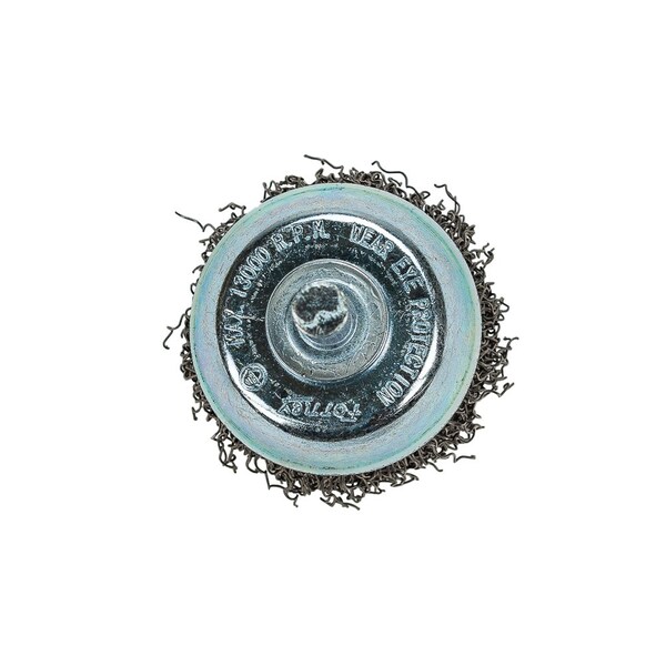 Forney Command PRO Cup Brush Crimped, 1-1/2 in x .014 in x 1/4 in Shank, Bulk - 72268