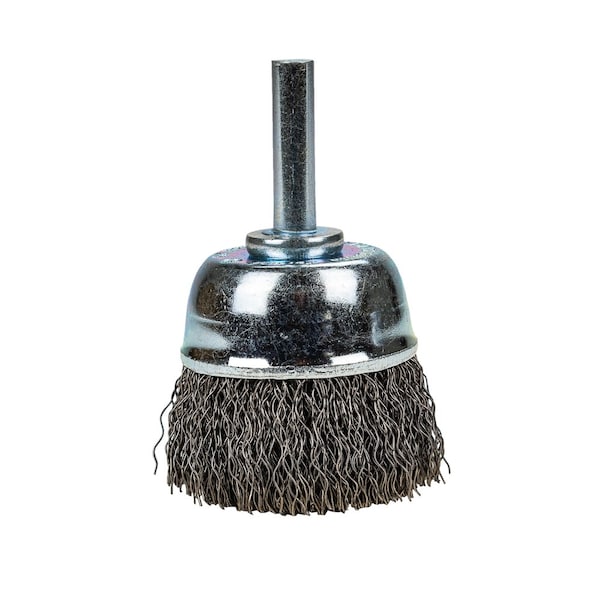 Forney Command PRO Cup Brush Crimped, 1-1/2 in x .014 in x 1/4 in Shank, Bulk - 72268