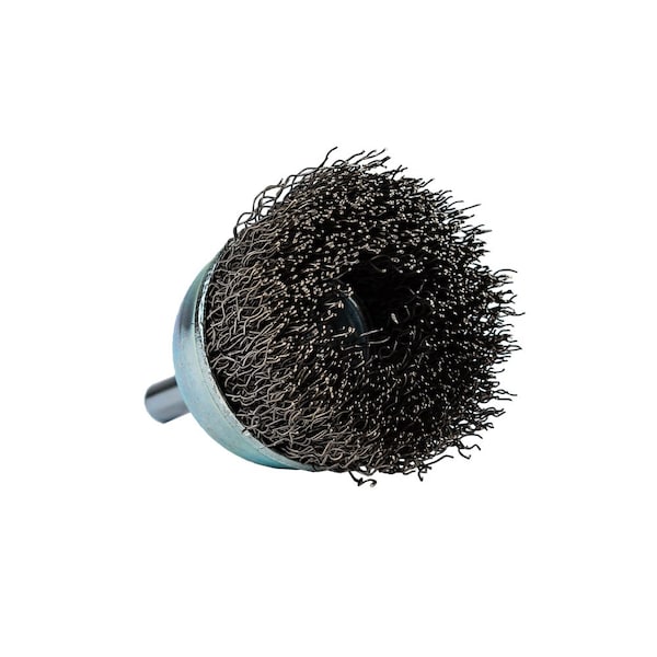 Forney Command PRO Cup Brush Crimped, 1-1/2 in x .014 in x 1/4 in Shank, Bulk - 72268