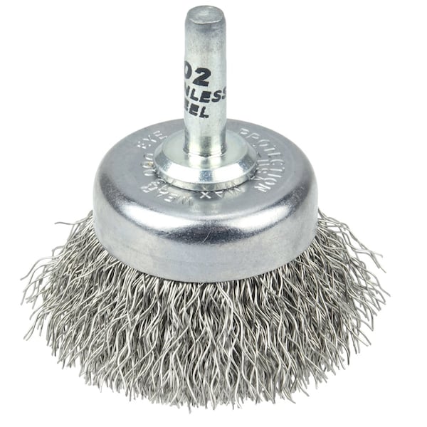 Weiler 1-3/4" Crimped Wire Utility Cup Brush, .0118" Fill, 1/4" Stem - 14304