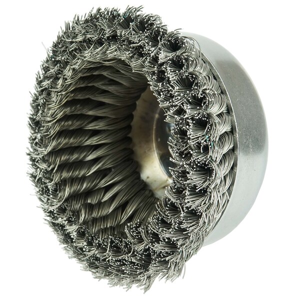 Weiler 6" Double Row Knot Wire Cup Brush .035" Steel Fill 5/8"-11 UNC Nut - 12576