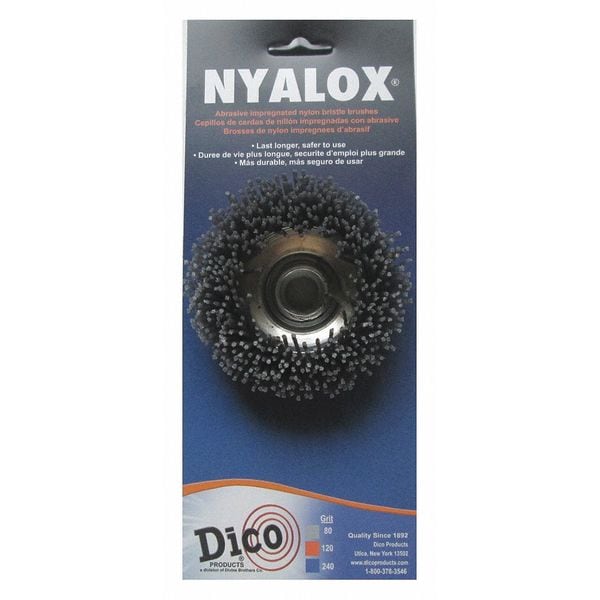 Nyalox By Dico Nyalox Cup Brush, 80 Grit, Gray, 3" 5/8-11 - 7200004