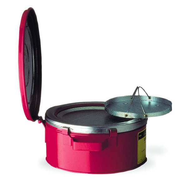 Justrite Bench Can, 1/2 Gal., Galvanized Steel, Red - 10295