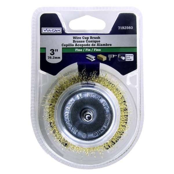 Vulcan Wire Cup Brush, 3 in Dia, 1/4 in Quick Change Shank in Arbor/Shank - 321311OR