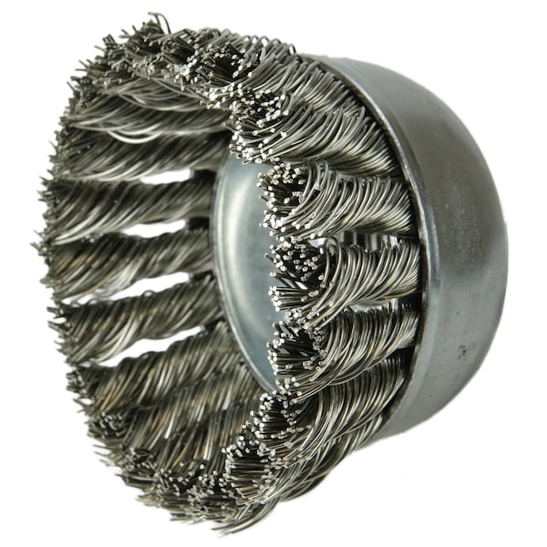 Weiler 2-3/4" Single Row Knot  Cup Brush.020" Stainless , M10x1.25 Nut - 13253