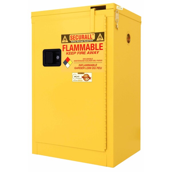 Securall 12 Gallon Flammable Storage Cabinet, Self-Close, Self-Latch Safe-T-Door, Yellow - A305