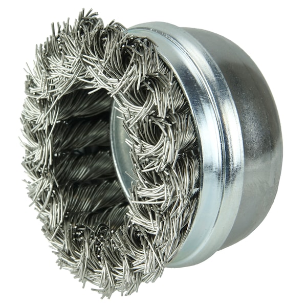 Weiler 2-3/4" Single Row Knot  Cup Brush, Banded.020"  , 5/8"-11 UNC Nut - 13302