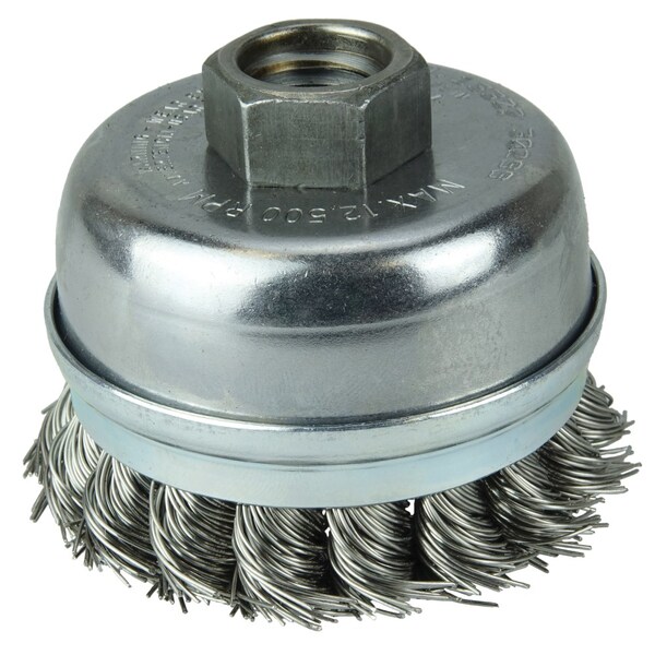 Weiler 2-3/4" Single Row Knot  Cup Brush, Banded.020"  , 5/8"-11 UNC Nut - 13302