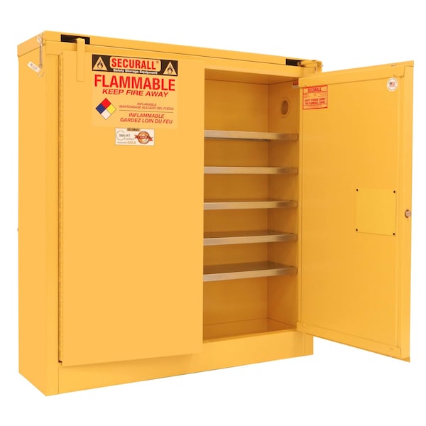 Securall 24 Gallon Wall Mount Flammable Storage Cabinet, , Self-Close, Self-Latch Safe-T-Door - WMA324