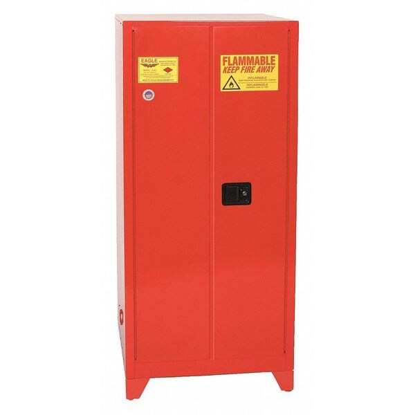 Eagle Mfg Flammables Safety Cabinet, 96 gal, 5 Shelves, Steel, 34 in W x 69 in H x 34 in D, Red - PI62XLEGS