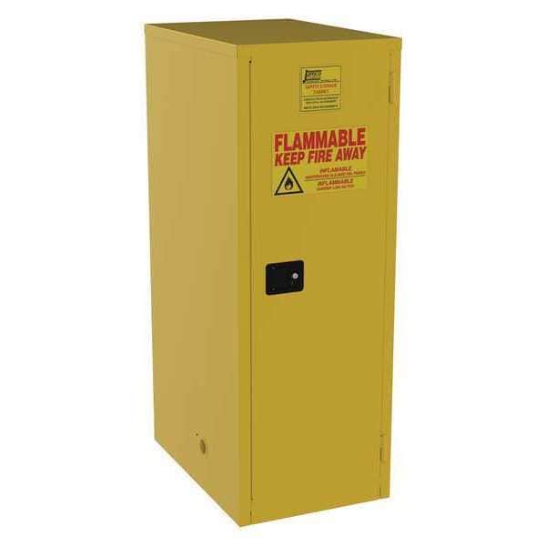Jamco Flammables Safety Cabinet, 60 gal, 3 Shelves, Steel, 23 in W x 65 in H x 34 in D, Yellow - BJ60YP