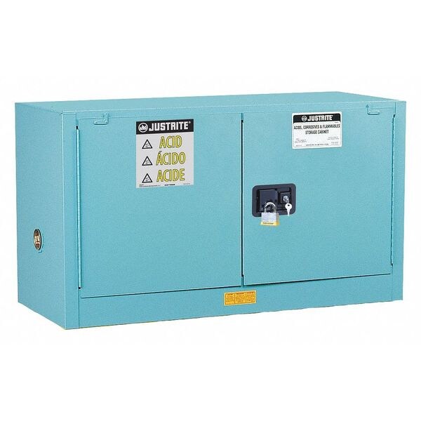 Justrite Corrosive Safety Cabinet, 17 gal, 1 Shelves, Steel, 43 in W x 24" H x 18 in D, Blue - 8917022