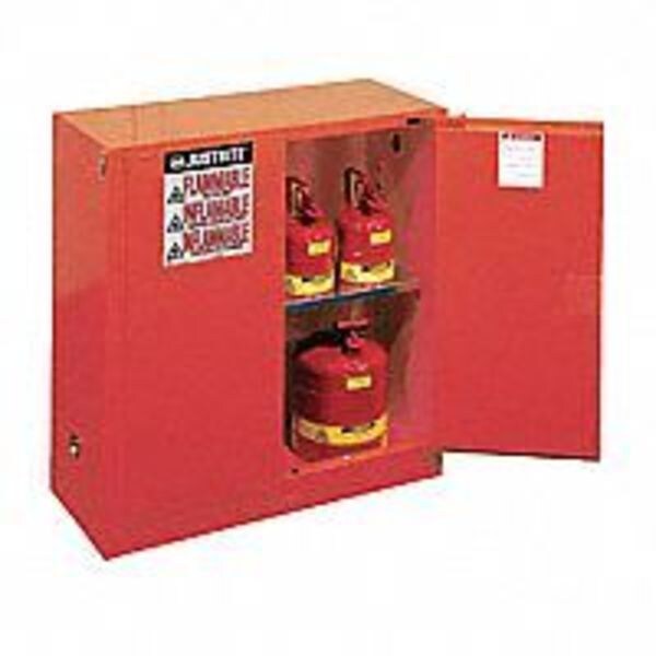 Justrite Flammables Safety Cabinet, 30 gal, 1 Shelves, Steel, 43 in W x 44 in H x 18 in D, Red - 893021