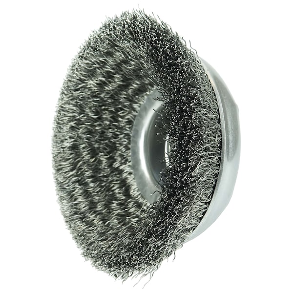 Weiler 6" Crimped Wire Cup Brush .020" Steel Fill 5/8"-11 UNC Nut - 14076