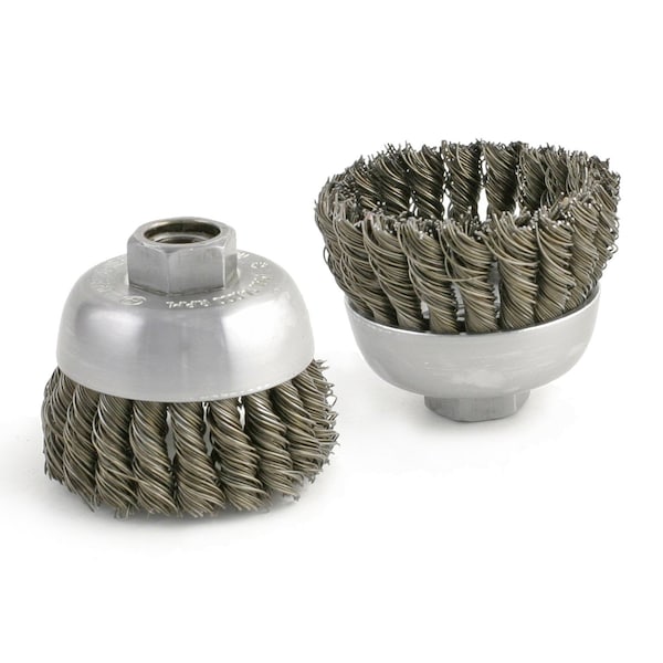 Brush Research Manufacturing BUSC320 Wire Cup Brush 2" Diameter, 1" Trim Length, 5/8-11 Arbor Hole, .020 Hi-Temp Carbon Steel - BUSC320