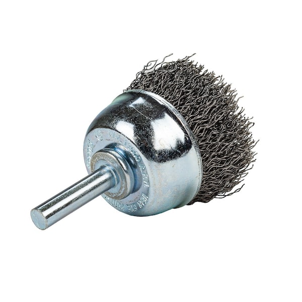 Forney Command PRO Cup Brush Crimped, 1-1/2 in x .014 in x 1/4 in Shank - 60004