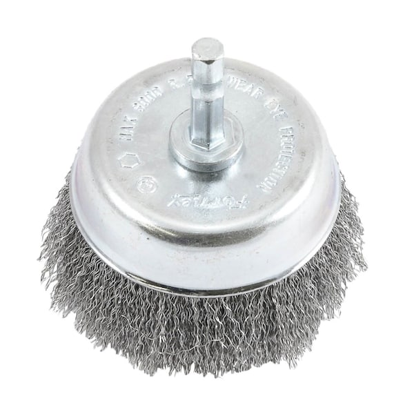 Forney Cup Brush, Crimped, 3 in x .008 in x 1/4 in Hex Shank - 72732
