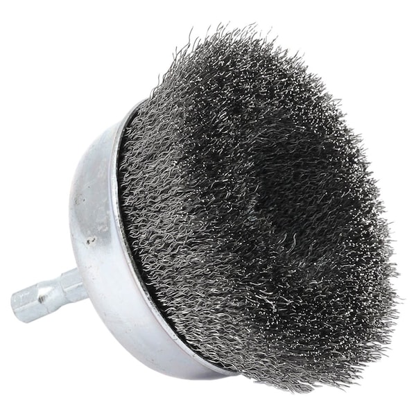 Forney Cup Brush, Crimped, 3 in x .008 in x 1/4 in Hex Shank - 72732