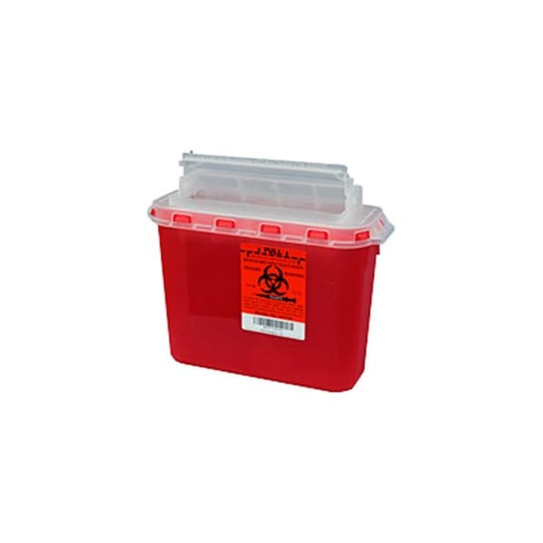 Ppi Plasti-Products 5.4 Qt. Sharps Container, For Use with BD Wall Cabinet, Red, Case of 20 - 143154