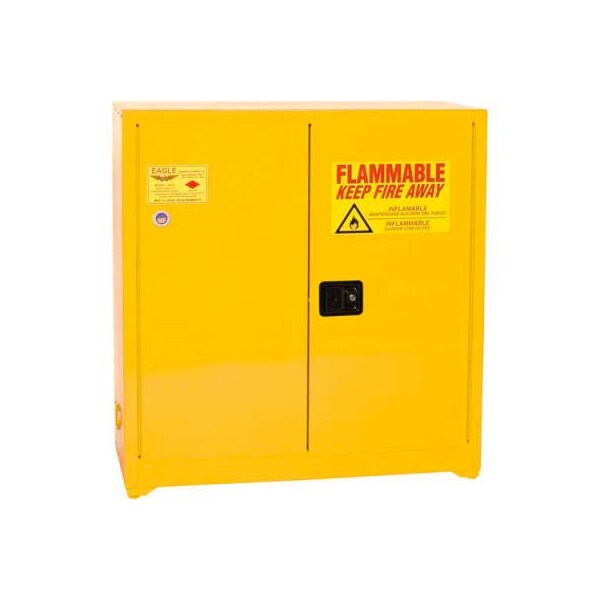 Justrite 40 gal, 3 Shelves, 18-Gauge Steel, 43 in W x 44 in H x Yellow - YPI3010X