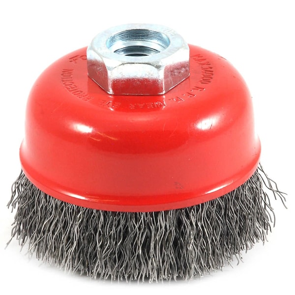 Forney Cup Brush, Crimped, 2-3/4 in x .014 in x 5/8 in-11 Arbor - 72755