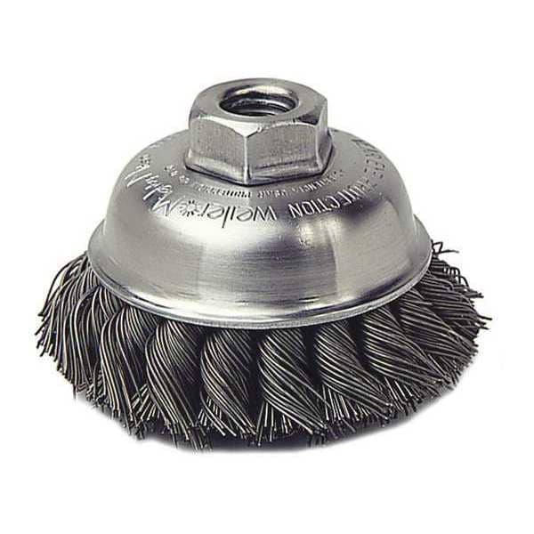 Weiler 3-1/2" Single Row Knot Wire Cup Brush .023" Steel Fill M14x2.0 Nut - 13152