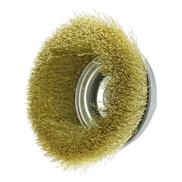 Weiler 5" Crimped Wire Cup Brush .014" Brass Fill 5/8"-11 UNC Nut - 14606