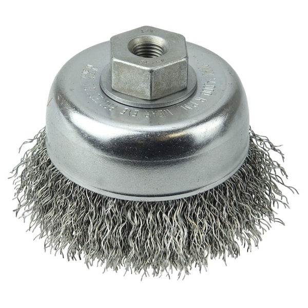 Weiler 3" Crimped Wire Cup Brush .014" Steel Fill 3/8"-24 UNF Nut - 13243