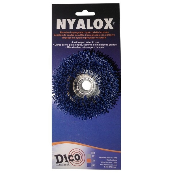 Dico Nyalox Cup Brush, 3 in Dia, 5/8-11 Arbor/Shank, Female Threaded Bristle, Nylon Bristle - 7200009